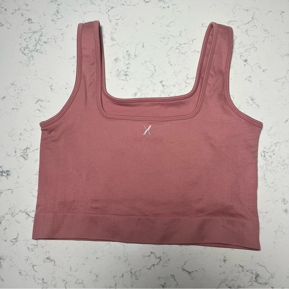 Knix Good To Go Seamless Crop Tank Dusty Rose Ribbed Pink Mauve Top Sz Medium - Picture 6 of 8